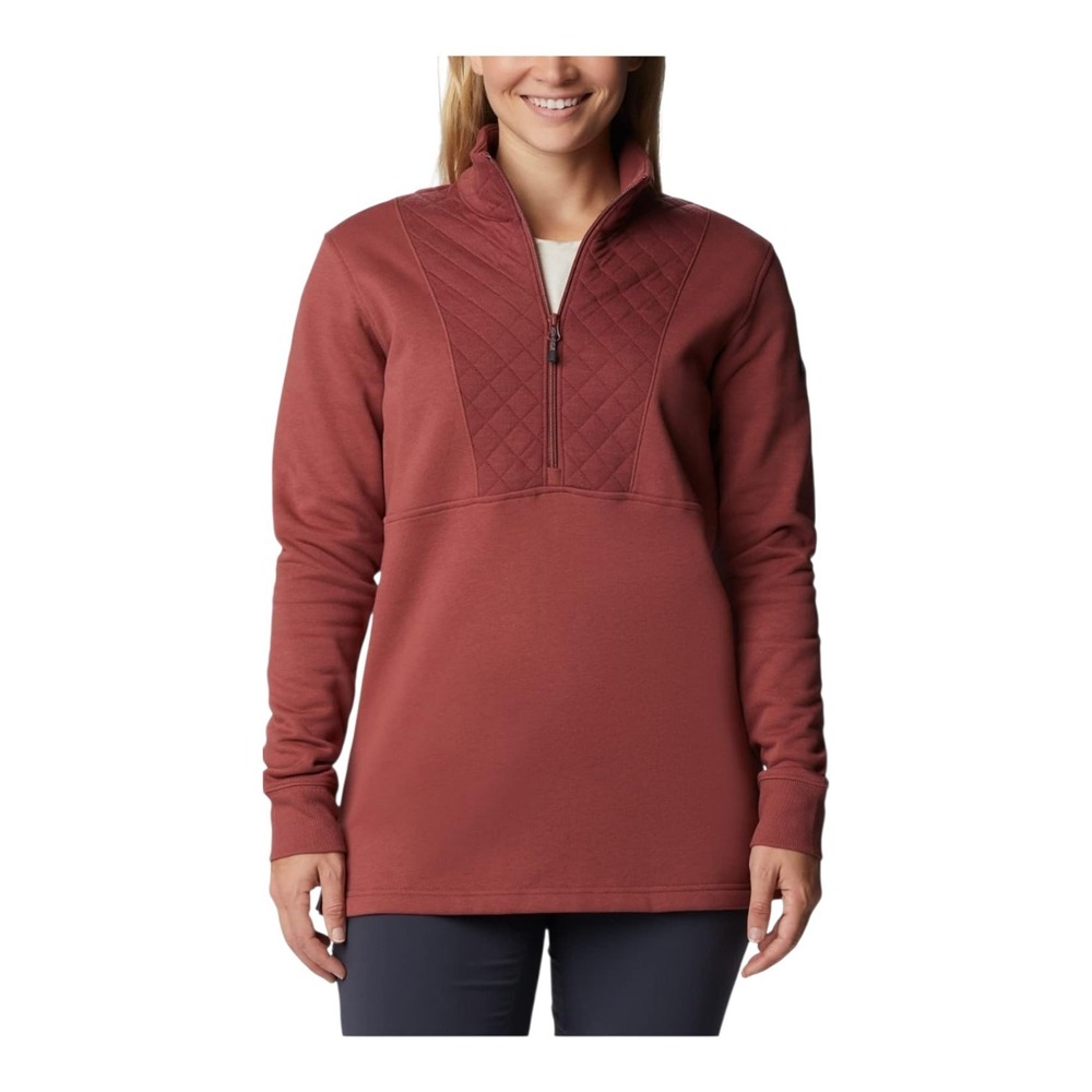 Columbia Lodge Quilted Quarter Zip Beetroot Women's Size XL Tunic Sweatshirt